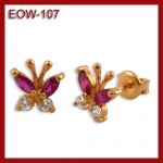 Złote kolczyki - motylki z cyrkoniami EOW-107