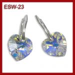 Srebrne kolczyki serca z kryształami Swarovskiego ESW-23