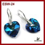 Srebrne kolczyki serca z kryształami Swarovskiego ESW-24
