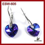 Srebrne kolczyki serca z kryształami Swarovskiego ESW-605
