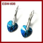 Srebrne kolczyki serca z kryształami Swarovskiego ESW-606