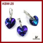 Srebrny komplet serca z kryształami Swarovskiego KSW-25