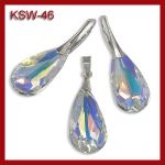 Srebrny komplet migdały z kryształami Swarovskiego KSW-46