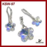 Srebrny komplet kwiatki z kryształami Swarovskiego KSW-97