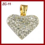 Złota zawieszka - serce z kryształkami ZC-11