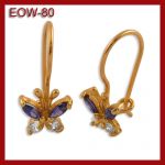 Złote kolczyki - motylki z cyrkoniami EOW-80
