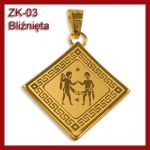 Złota zawieszka - Znak zodiaku Bliźnięta ZK-03