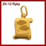 Złota zawieszka - Znak zodiaku Ryby ZK-12