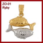 Złota zawieszka - Znak zodiaku Ryby ZO-01